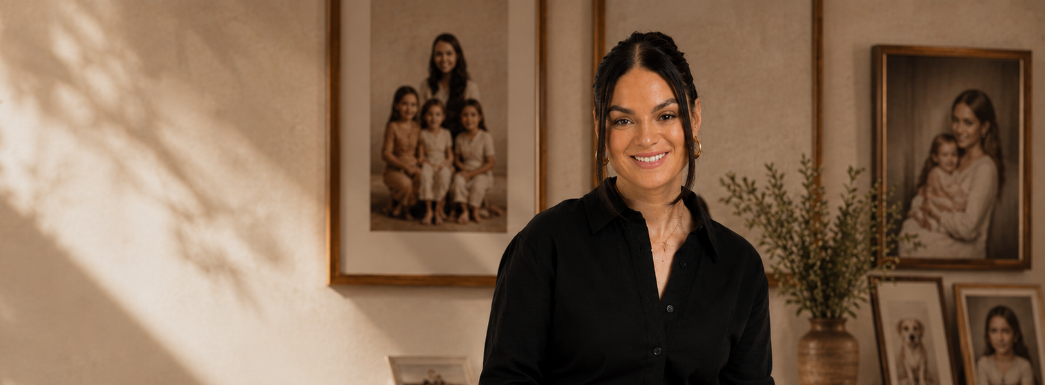 Studio portrait session in progress at Katia Studio Co.